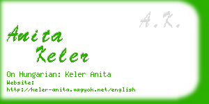 anita keler business card